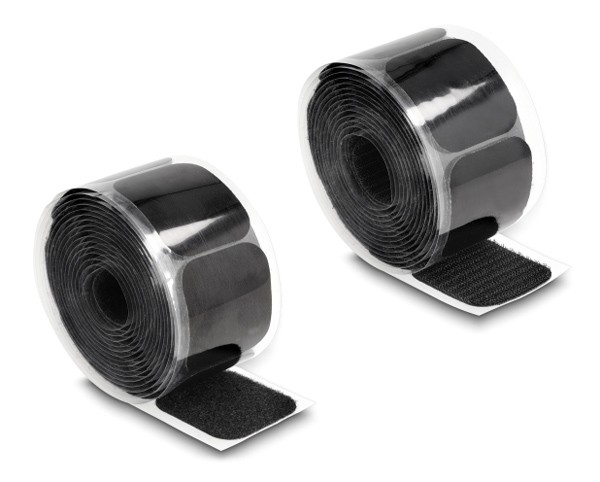 POWERTECH αυτοκόλλητα τύπου Velcro TIES-067 σε ρολό 5m, 45x50mm, μαύρο