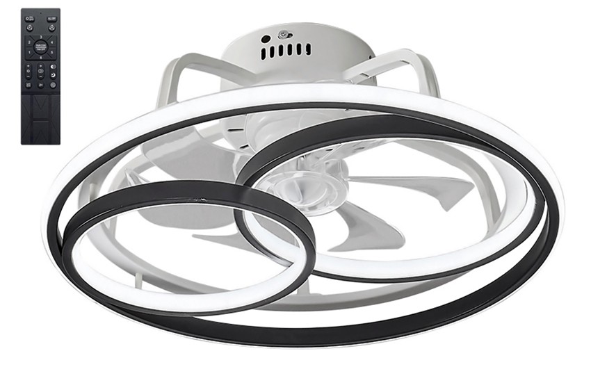 POWERTECH ανεμιστήρας οροφής HLL-0108 με LED φως, 50W, Φ50x21cm, μαύρος