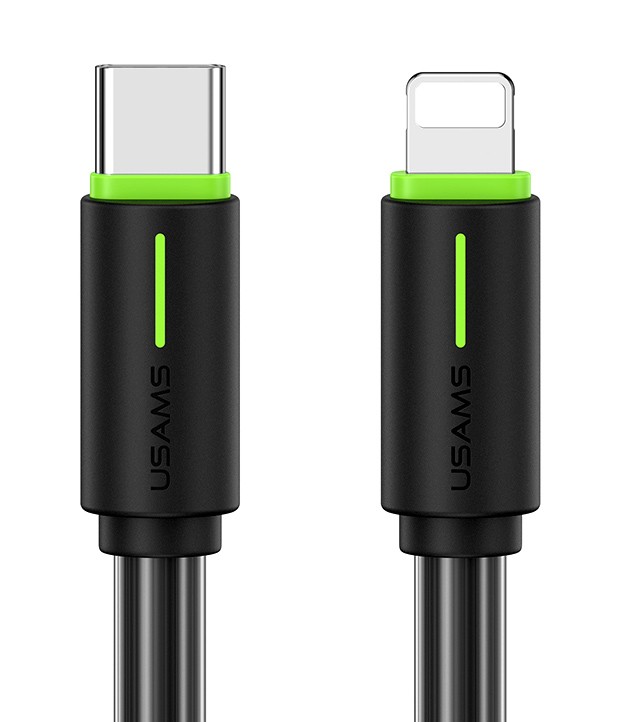 USAMS καλώδιο Lightning σε USB-C US-SJ735, 30W, 480Mbps, 1m, μαύρο