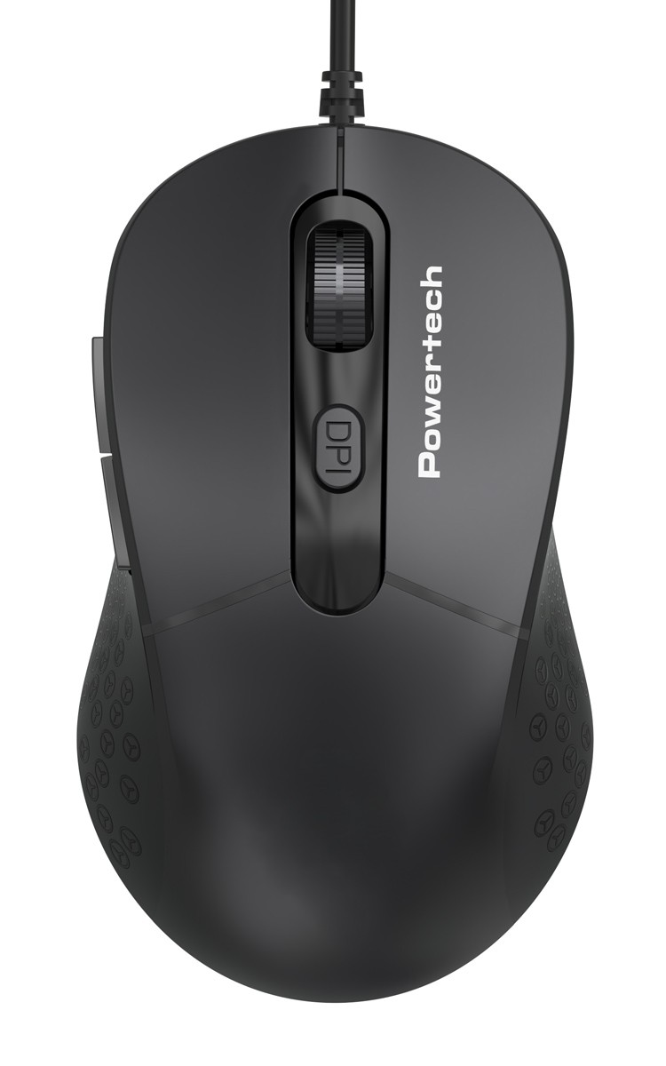 POWERTECH ενσύρματο ποντίκι PT-1467, οπτικό, έως 1600DPI, μαύρο