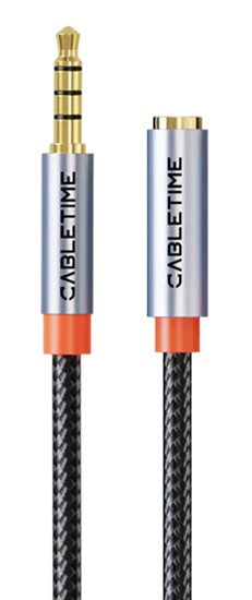 CABLETIME καλώδιο προέκτασης ήχου 3.5mm CT-AE35M, gold plated, 3m, μαύρο
