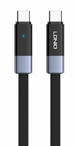 LDNIO καλώδιο USB-C LC242c, flat, 65W, 480Mbps, 2m, μαύρο