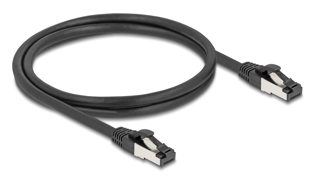 DELOCK καλώδιο δικτύου 80571, CAT 8.1 S/FTP, copper, 2000MHz, 1m, μαύρο