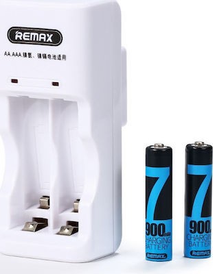 Remax Φορτιστής 2 Μπαταριών Ni-MH Μεγέθους AA/AAA Σετ με 2x AAA 900mAh σε Λευκό χρώμα