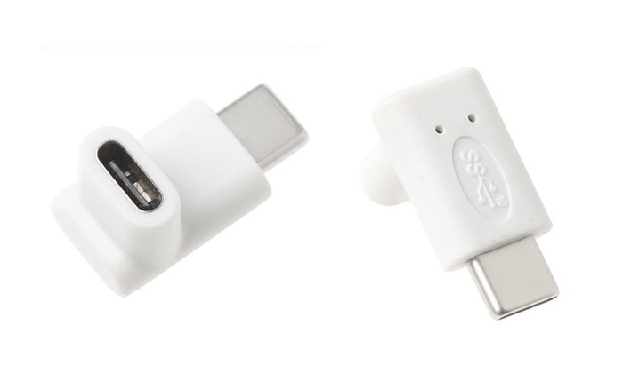 POWERTECH αντάπτορας USB-C αρσενικό σε θηλυκό CAB-U099, 90°, λευκός