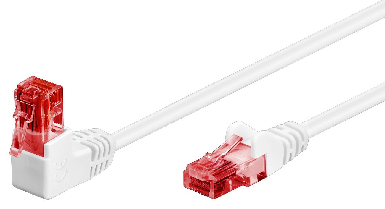 GOOBAY καλώδιο δικτύου 51521, CAT 6 U/UTP, γωνιακό, CCA, 0.5m, λευκό