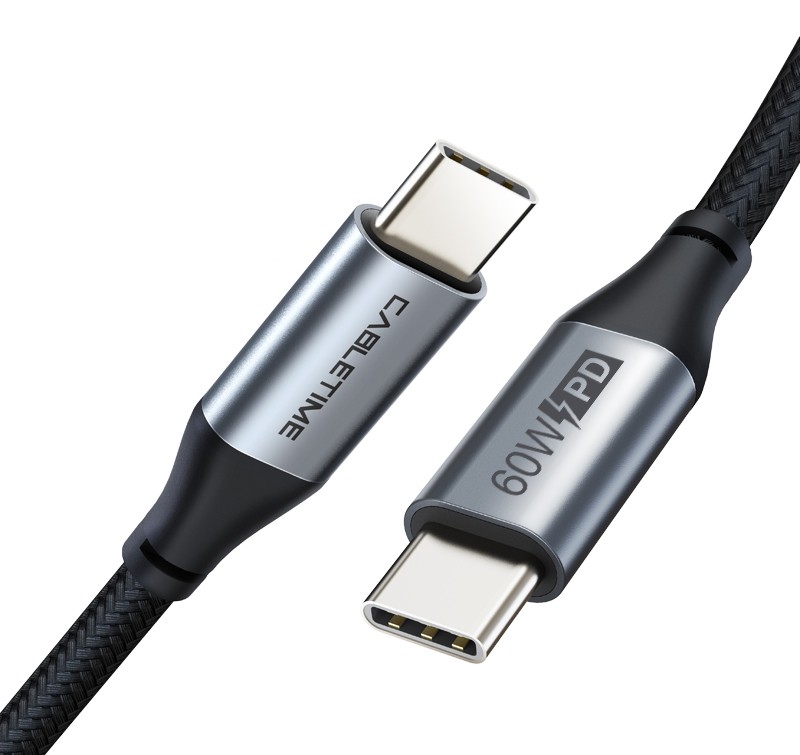 CABLETIME καλώδιο USB-C CMCM60W, 60W PD, 480Mbps, 1m, μαύρο