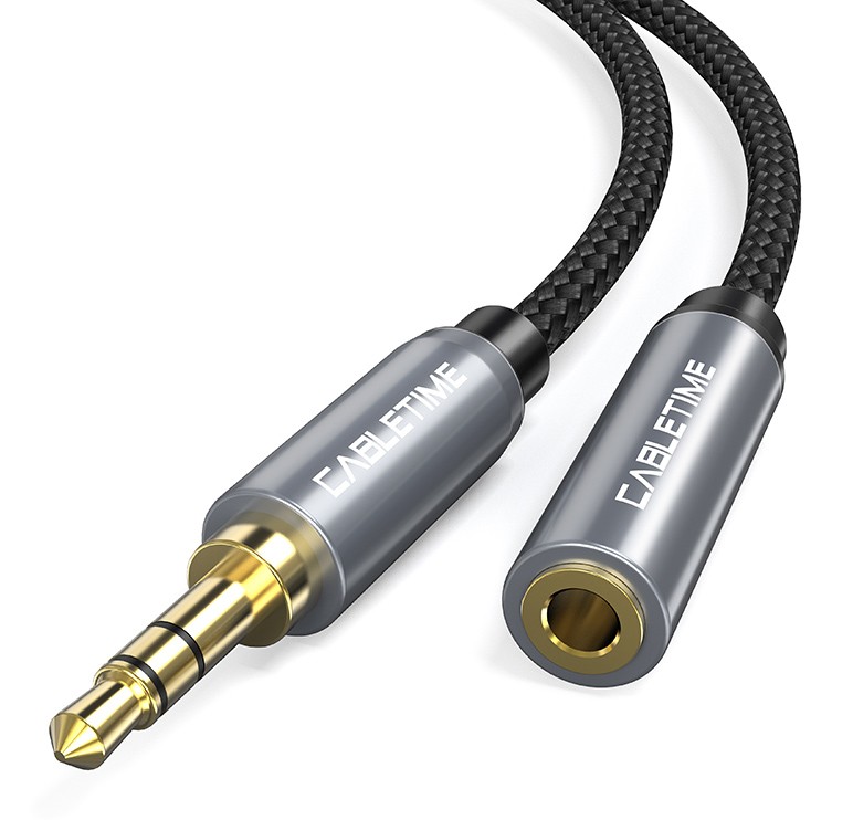CABLETIME προέκταση καλωδίου ήχου 3.5mm CT-P11F, AUX, 1.8m, μαύρο
