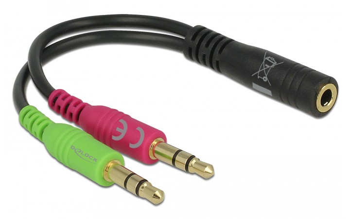 DELOCK καλώδιο 3.5mm σε 2x 3.5mm 65459, CTIA, 12cm, μαύρο
