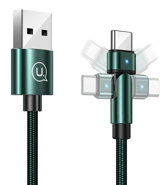 USAMS καλώδιο USB-C σε USB SJ477, περιστρεφόμενο βύσμα, 2A, 1m, πράσινο