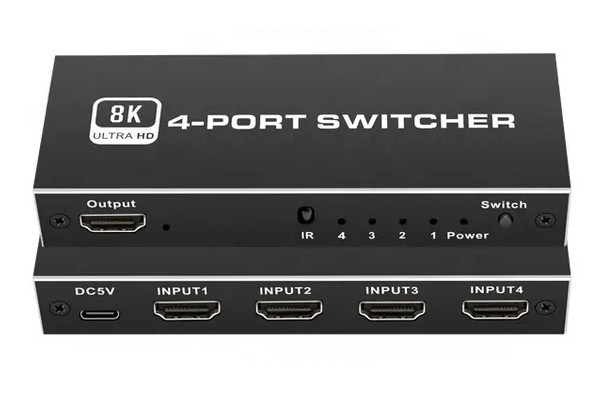 HDMI switch CAB-H149 με τηλεχειριστήριο, 4 σε 1, 8K/60Hz, μαύρο