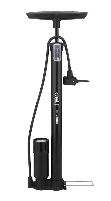 DELI τρόμπα χειρός DL-QT002 με μανόμετρο, 120PSI, μαύρη