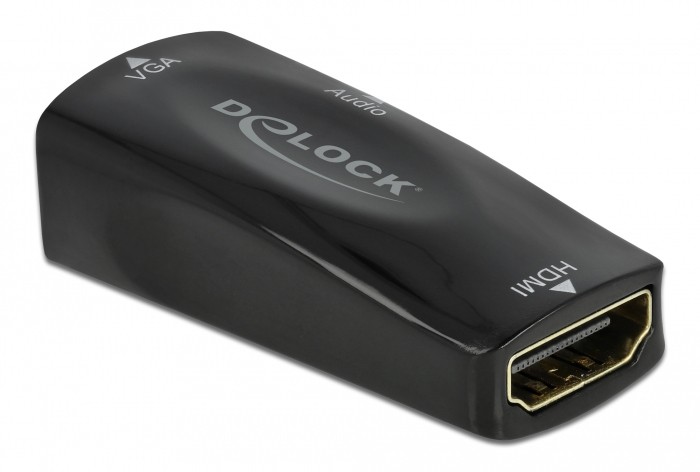 DELOCK αντάπτορας HDMI σε VGA 66560, με audio, 1080p/60Hz, μαύρος