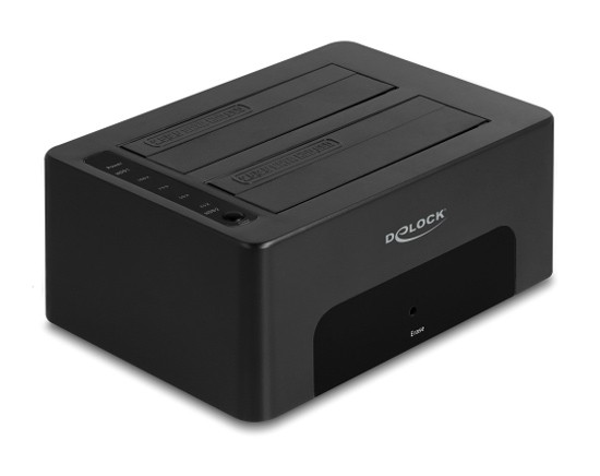 DELOCK docking station για 2.5" ή 3.5" SATA HDD/SSD 64187, 2 θέσεων, 5Gbps, clone/erase function, μαύρο