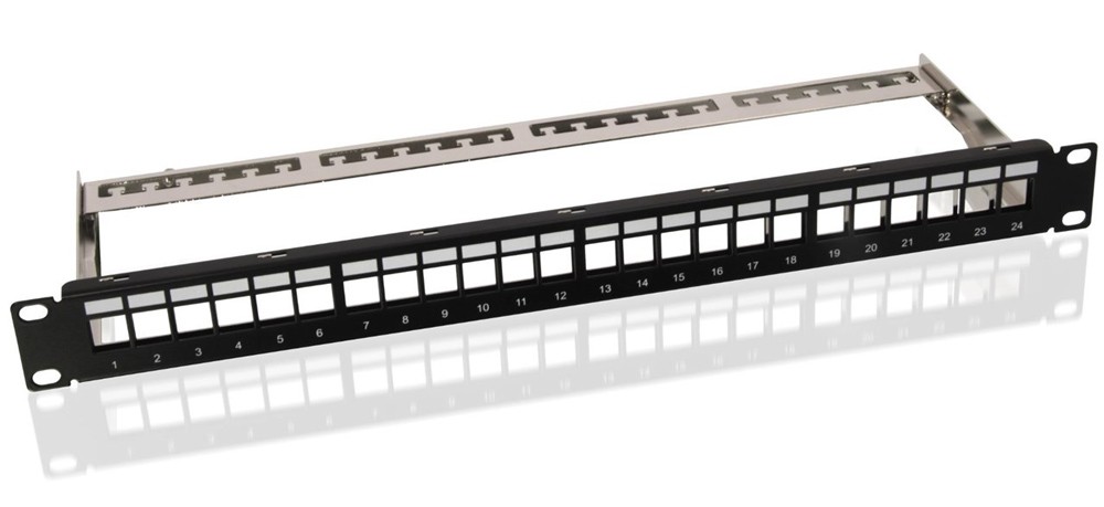 GOOBAY Keystone patch panel 95743, 19"/1U, 24x ports, μαύρo