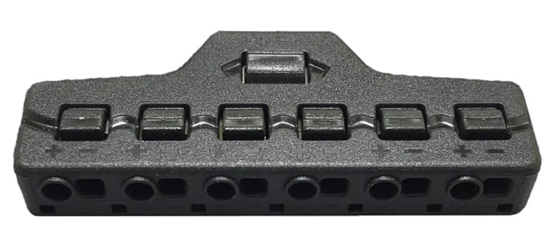 Splitter block TOOL-0095 για LED καλωδιοταινίες, 6-port, μαύρο