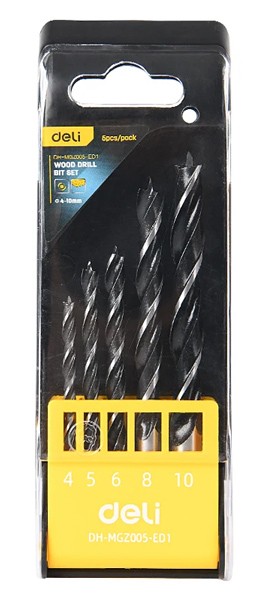 DELI σετ τρυπάνια DH-MGZ005-ED1 για ξύλο, 4-10mm, 5τμχ