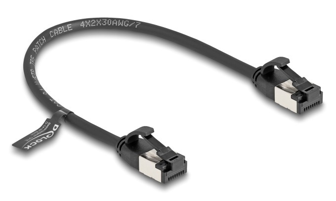 DELOCK καλώδιο δικτύου 80181, CAT 8.1 U/FTP, 40Gbps, εύκαμπτο, 0.25m, μαύρο