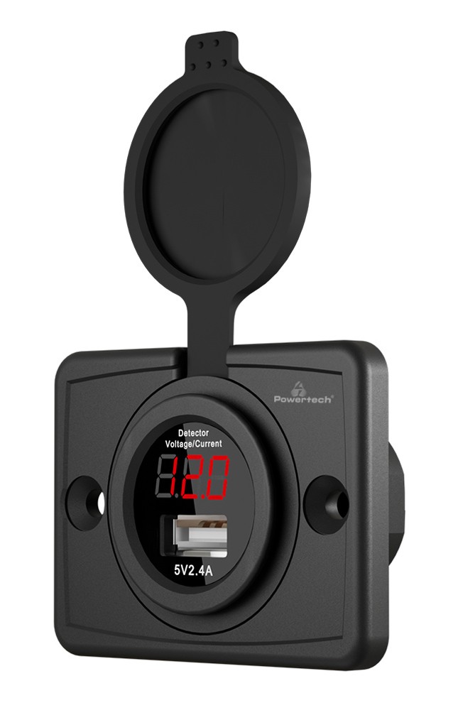 POWERTECH πρίζα USB για σκάφη & οχήματα PTL-006 με οθόνη, 12W, IP65