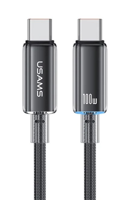 USAMS καλώδιο USB-C σε USB-C US-SJ660, 100W, 480Mbps, 1.2m, μαύρο