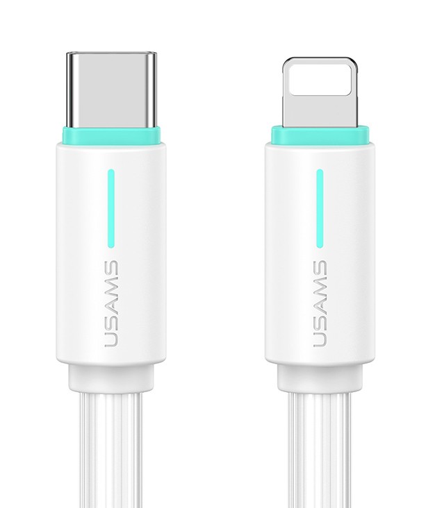 USAMS καλώδιο Lightning σε USB-C US-SJ735, 30W, 480Mbps, 1m, λευκό