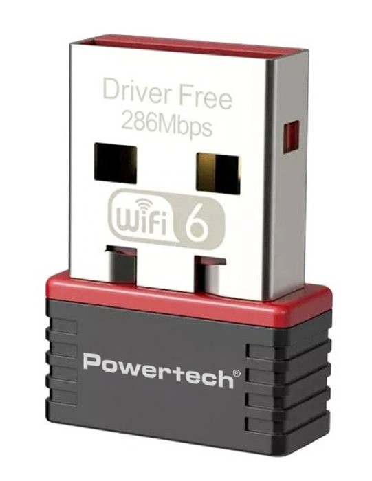 POWERTECH ασύρματος USB αντάπτορας δικτύου PT-1383, 300Mbps WiFi 6
