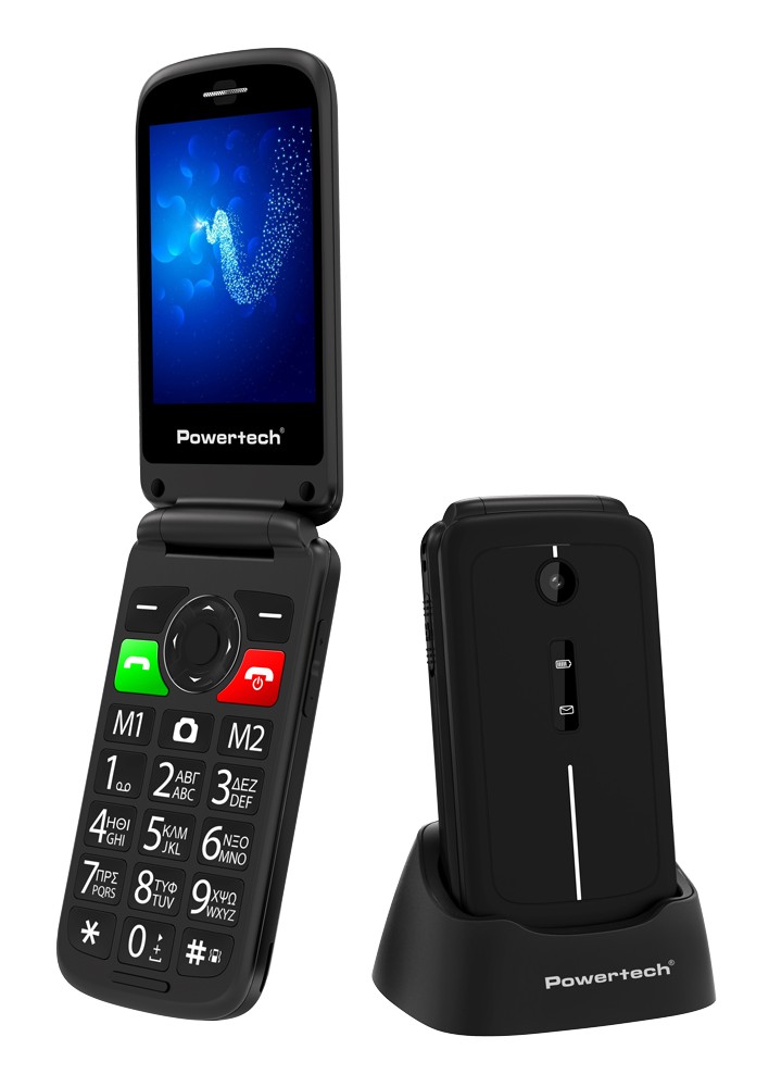 POWERTECH κινητό τηλέφωνο Sentry 2.8, 2.8", dual SIM, πλήκτρο SOS, μαύρο