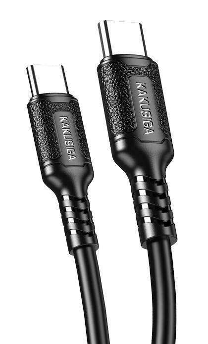KAKUSIGA καλώδιο USB-C σε USB-C KSC-984, σιλικόνης, 60W, 480Mbps, 1m, μαύρο