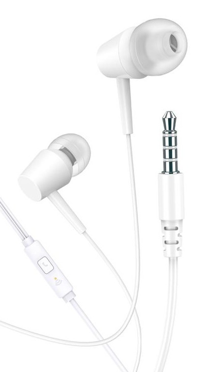 KAKUSIGA earphones με μικρόφωνο KSC-1303, 3.5mm σύνδεση, 10mm, 1.1m, λευκά