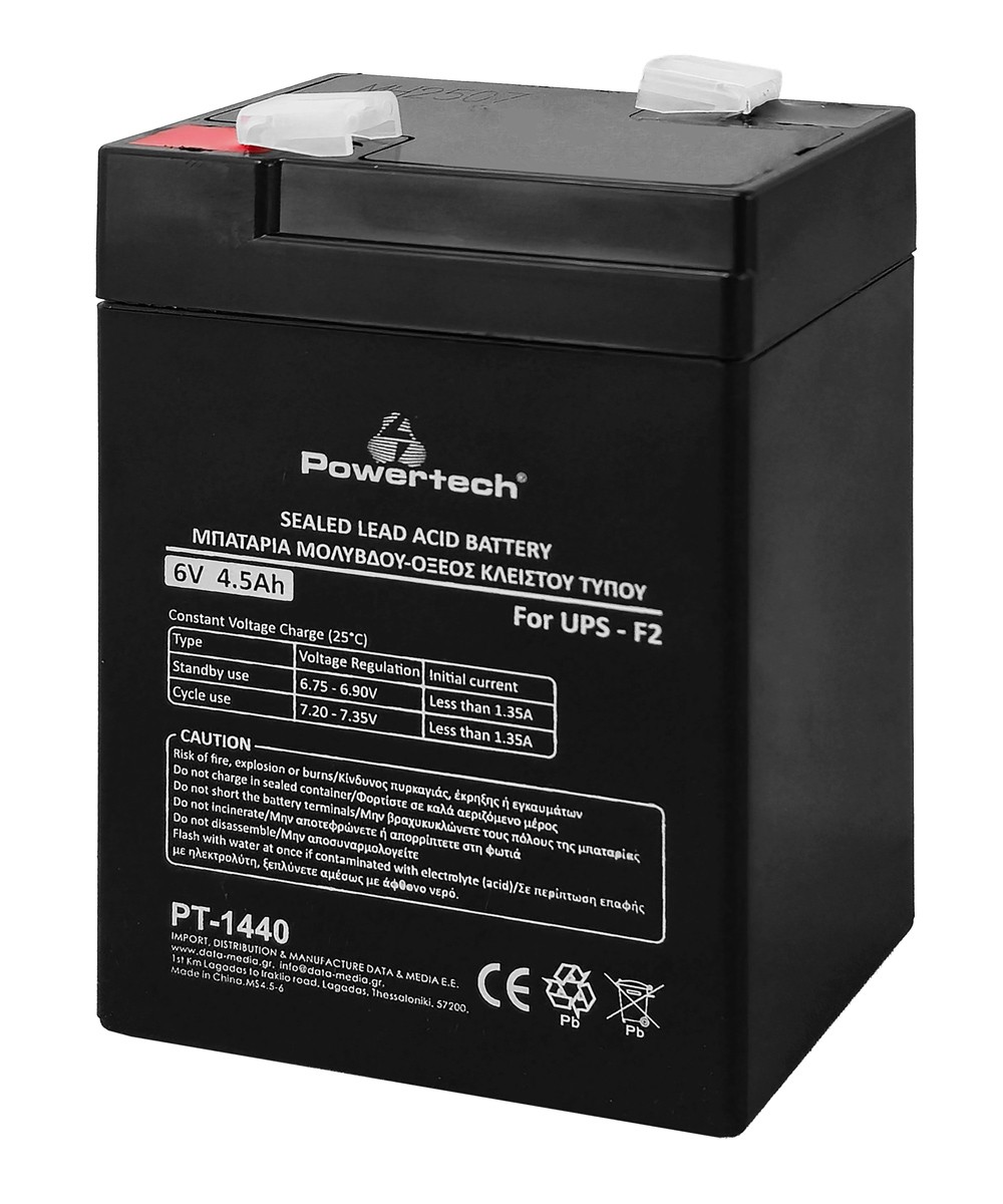 POWERTECH μπαταρία μολύβδου PT-1440 για UPS, 6V 4.5Ah, F2