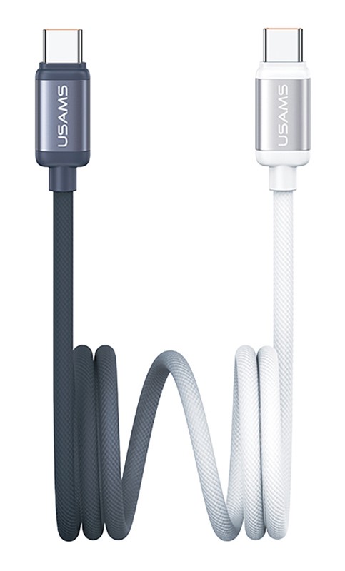 USAMS καλώδιο USB-C SJ756, 60W, 480Mbps, 1.2m, μαύρο/λευκό
