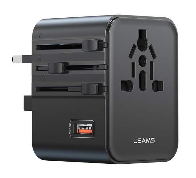 USAMS φορτιστής/αντάπτορας πρίζας CC309, USB & 2x USB-C, universal, 25W, μαύρος
