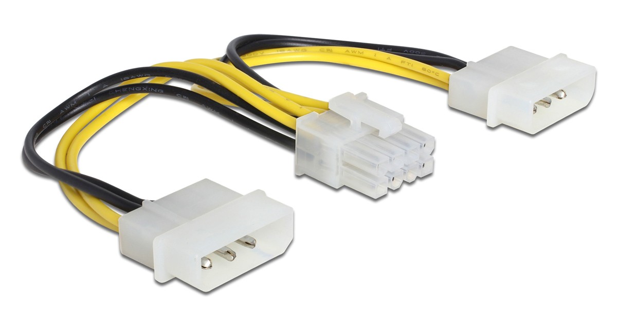 DELOCK καλώδιο 2x 4pin molex σε 8pin EPS 83410, 0.15m