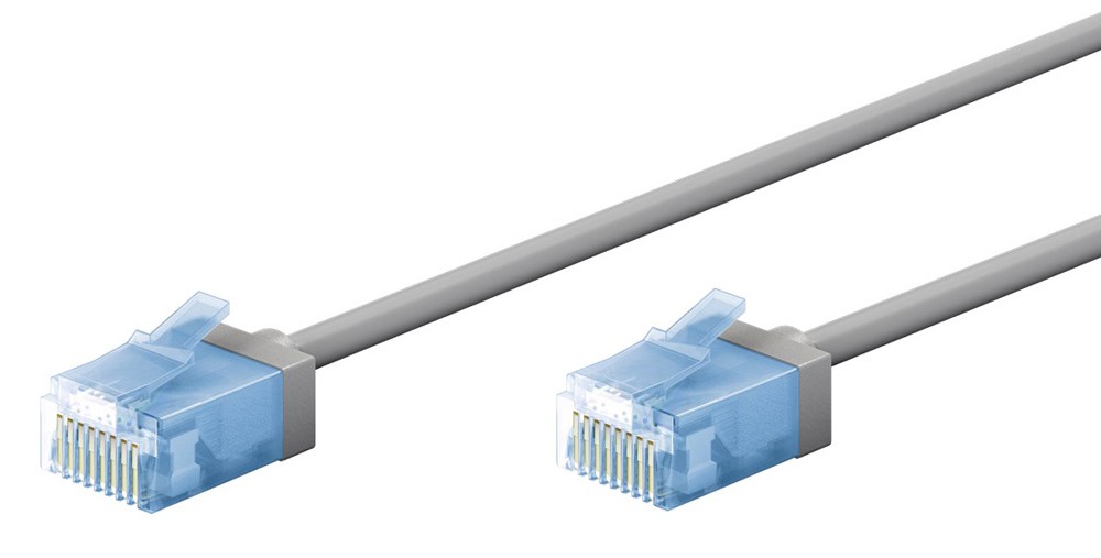 GOOBAY καλώδιο δικτύου 74228, CAT 6A U/UTP, ultra slim, copper, 500MHz, 15m, γκρι