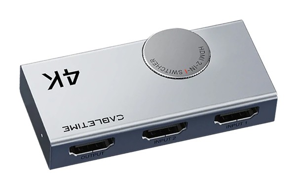 CABLETIME HDMI switch CT-HS4K2-AG, 2 σε 1, 4K/60Hz, bi-directional, γκρι