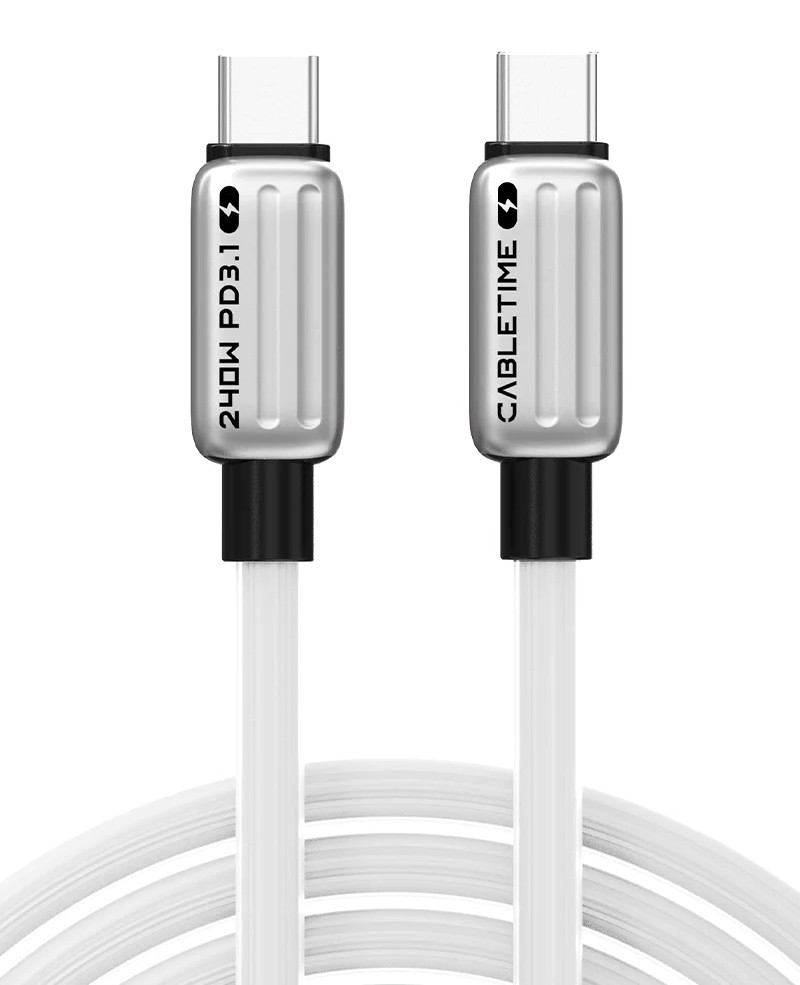 CABLETIME καλώδιο USB-C CT-CM240-ZSW2, 240W, 480Mbps, 2m, λευκό