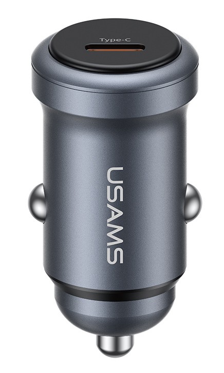 USAMS φορτιστής αυτοκινήτου CC321, USB-C, 30W, γκρι