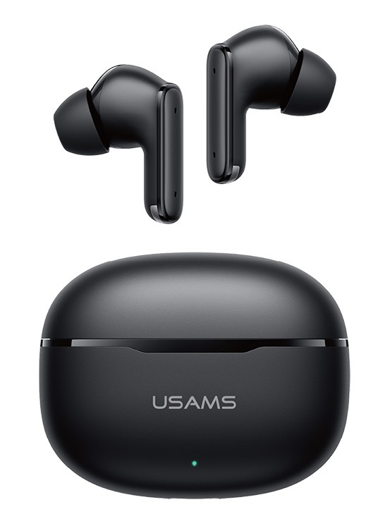 USAMS earphones με θήκη φόρτισης E05, True Wireless, BT 6.0, μαύρα