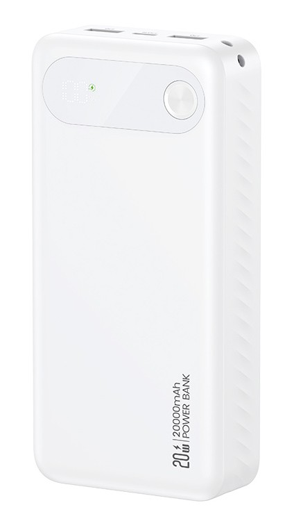 USAMS power bank CD251 με οθόνη, 3x θύρες εξόδου, 20000mAh, PD20W, λευκό