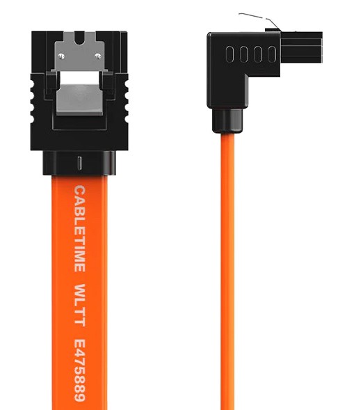 CABLETIME καλώδιο SATA III CT-SATA3R, γωνιακό, 6Gbps, 0.50m, πορτοκαλί