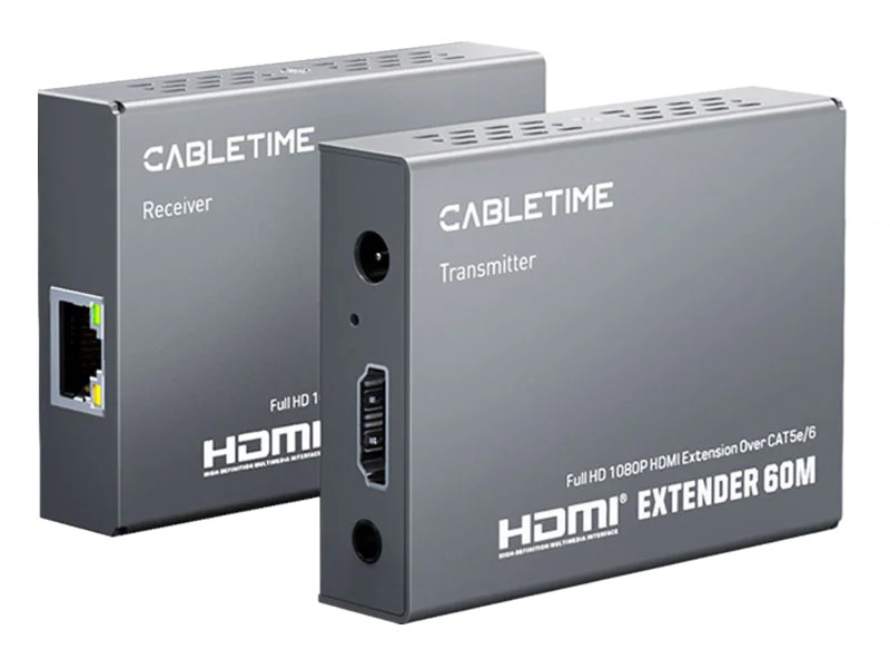 CABLETIME HDMI video extender CT-HEHD-FG60 μέσω καλωδίου RJ45, 1080p/60Hz, έως 60m