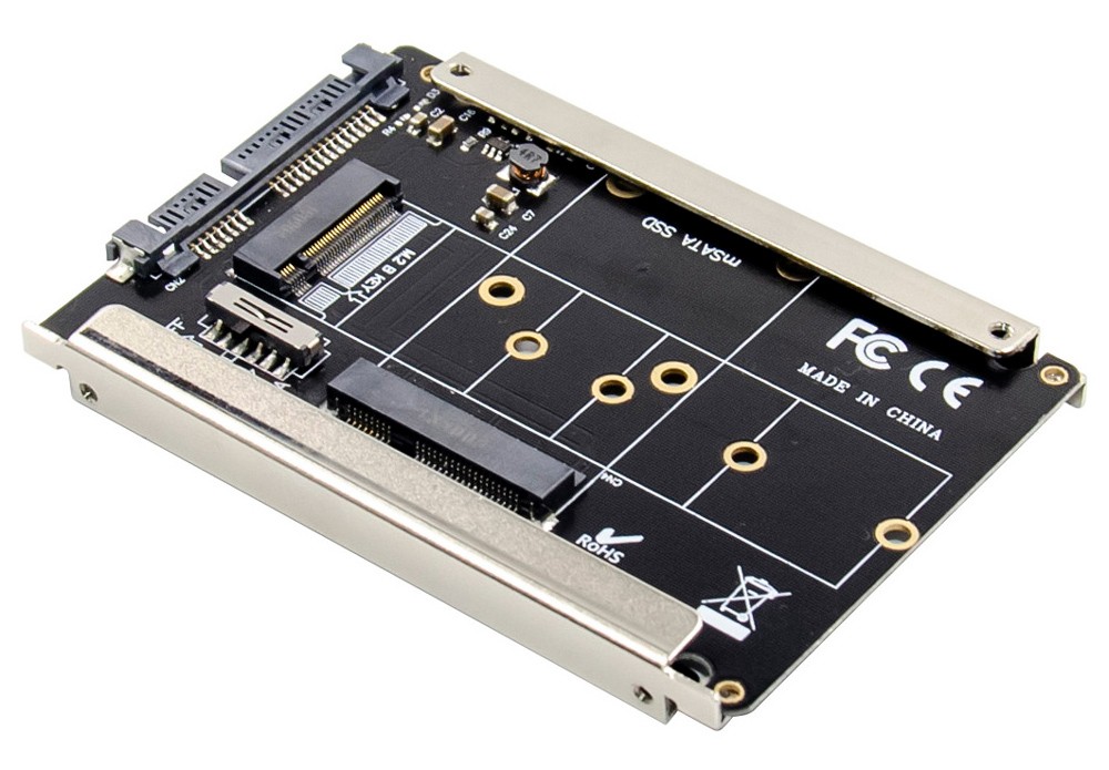 POWERTECH κάρτα μετατροπής 2.5" SATA σε M.2 B & mSATA SSD ST525, 6Gbps