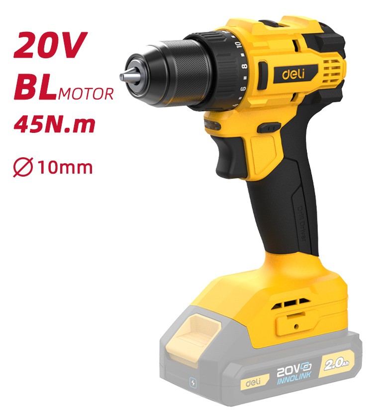 DELI δράπανο μπαταρίας DC120Z, Brushless, 20V, 45N.m