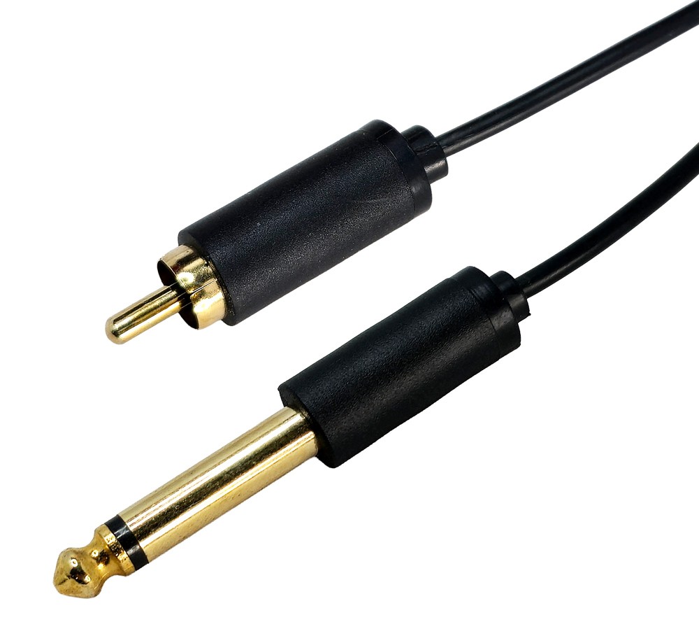 CABLETIME καλώδιο ήχου 6.35mm σε RCA AV323-11RCAG, 1.8m, μαύρο