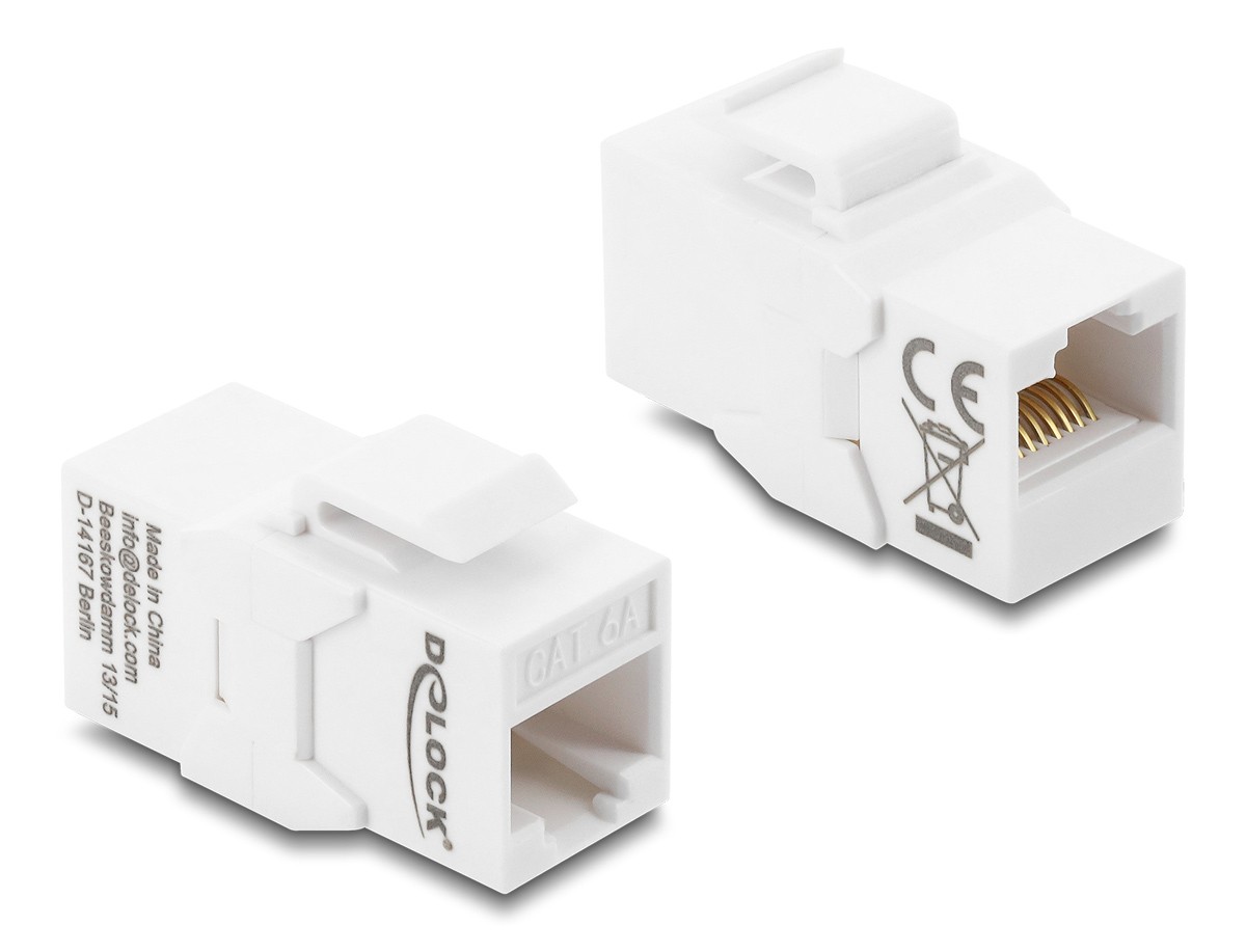 DELOCK Keystone module RJ45 90991, θηλυκό σε θηλυκό, Cat 6A UTP, λευκό