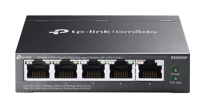 TP-LINK easy managed switch ES205GP, 5x Gigabit θύρες, PoE+, V1.0
