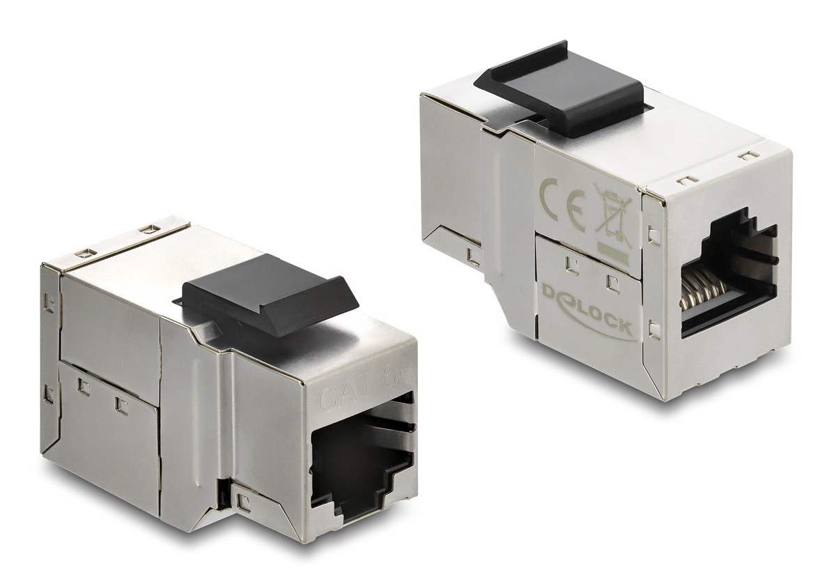 DELOCK Keystone module RJ45 90835, θηλυκό σε θηλυκό, Cat 6A STP, ασημί