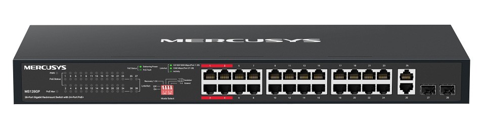 MERCUSYS rackmount switch MS128GP, 28x Gigabit θύρες, PoE+, V1.0