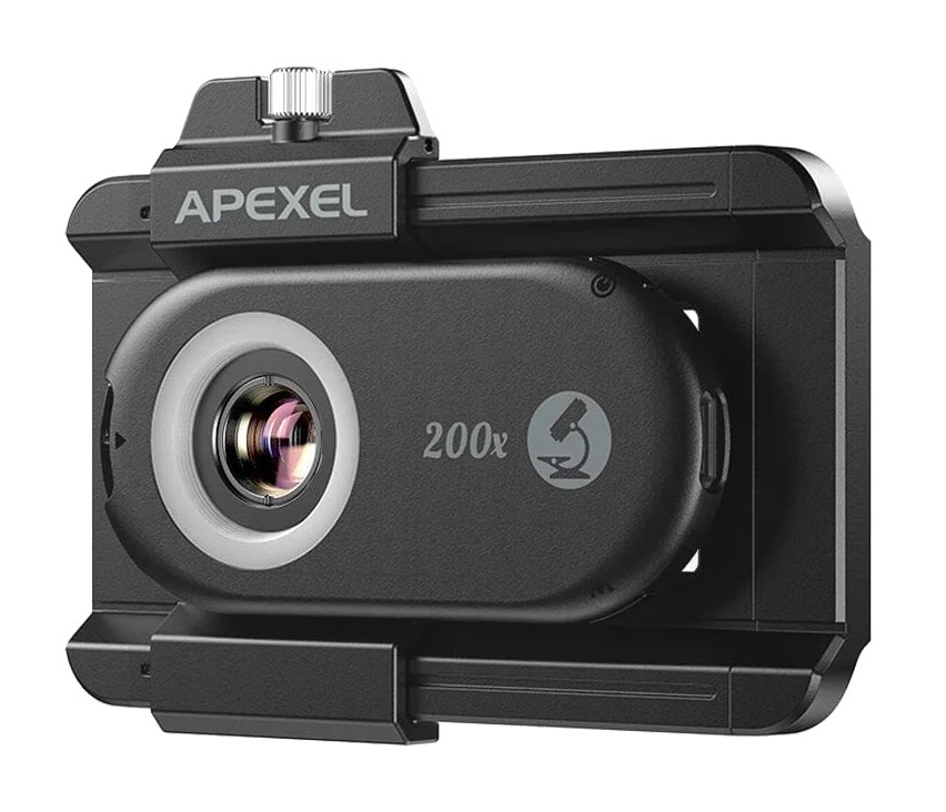 APEXEL φακός μικροσκόπιο για smartphone APL-MS200, 200x zoom, LED/UV
