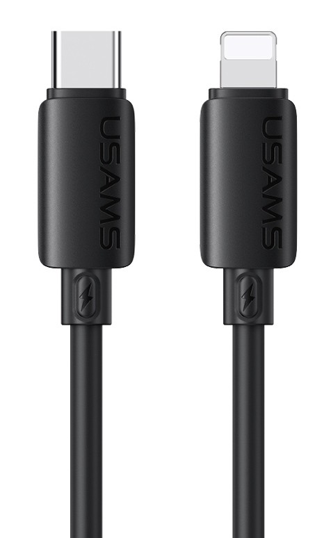 USAMS καλώδιο Lightning σε USB-C SJ788, σιλικόνης, 30W, 480Mbps, 1m, μαύρο